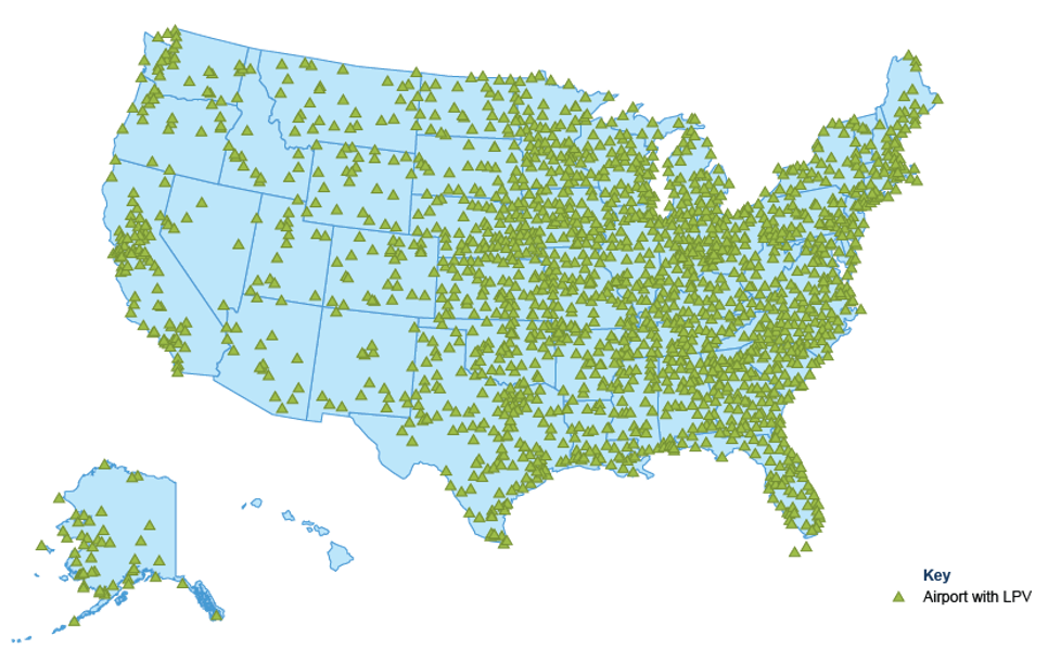 Airports with LPV Across the U.S. 