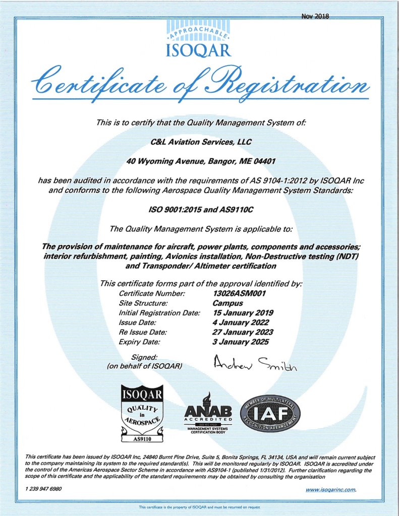 ISOQAR Certificate of Registration 