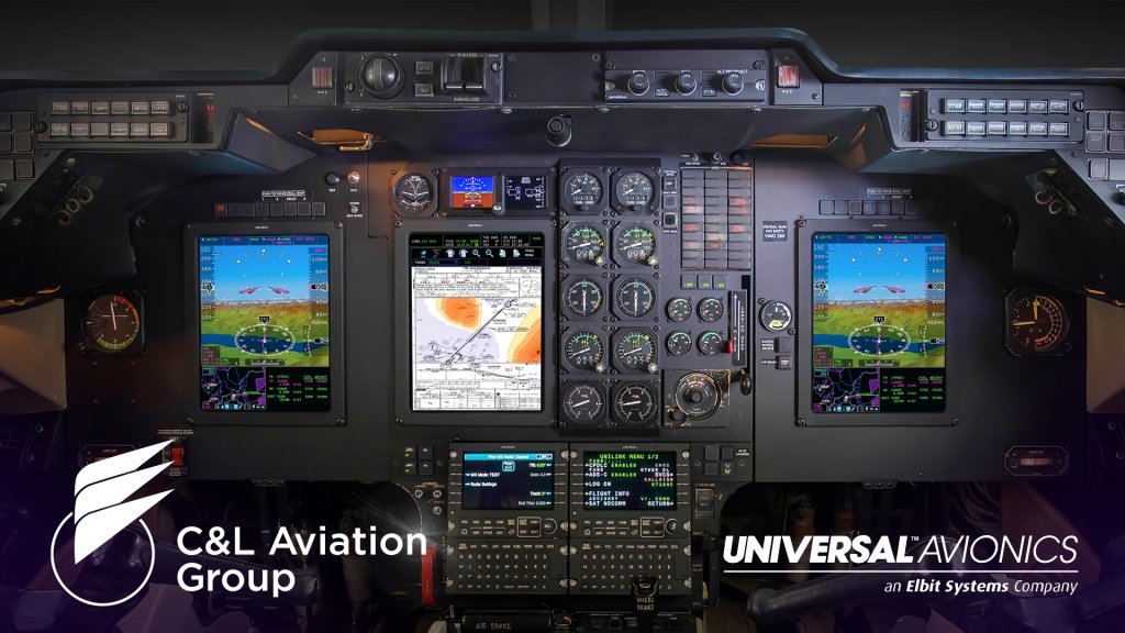 A co-branded image between C&L Aviation Group and Universal Avionics