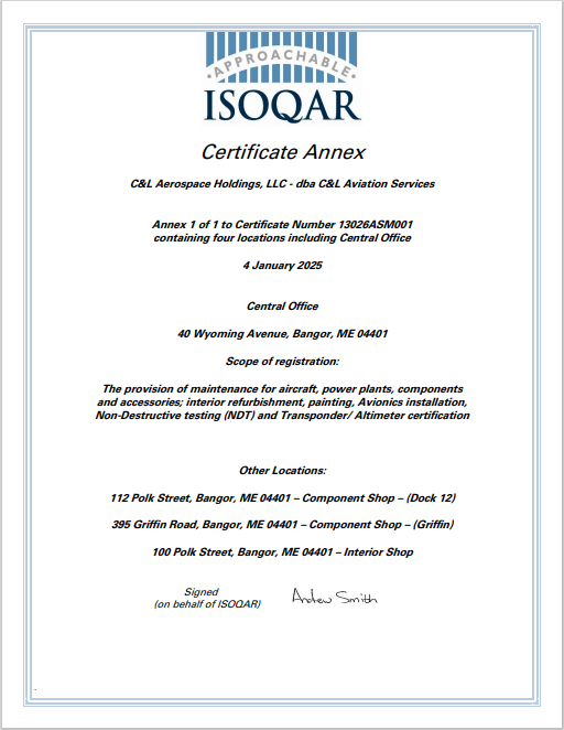 ISOQAR Certificate Annex